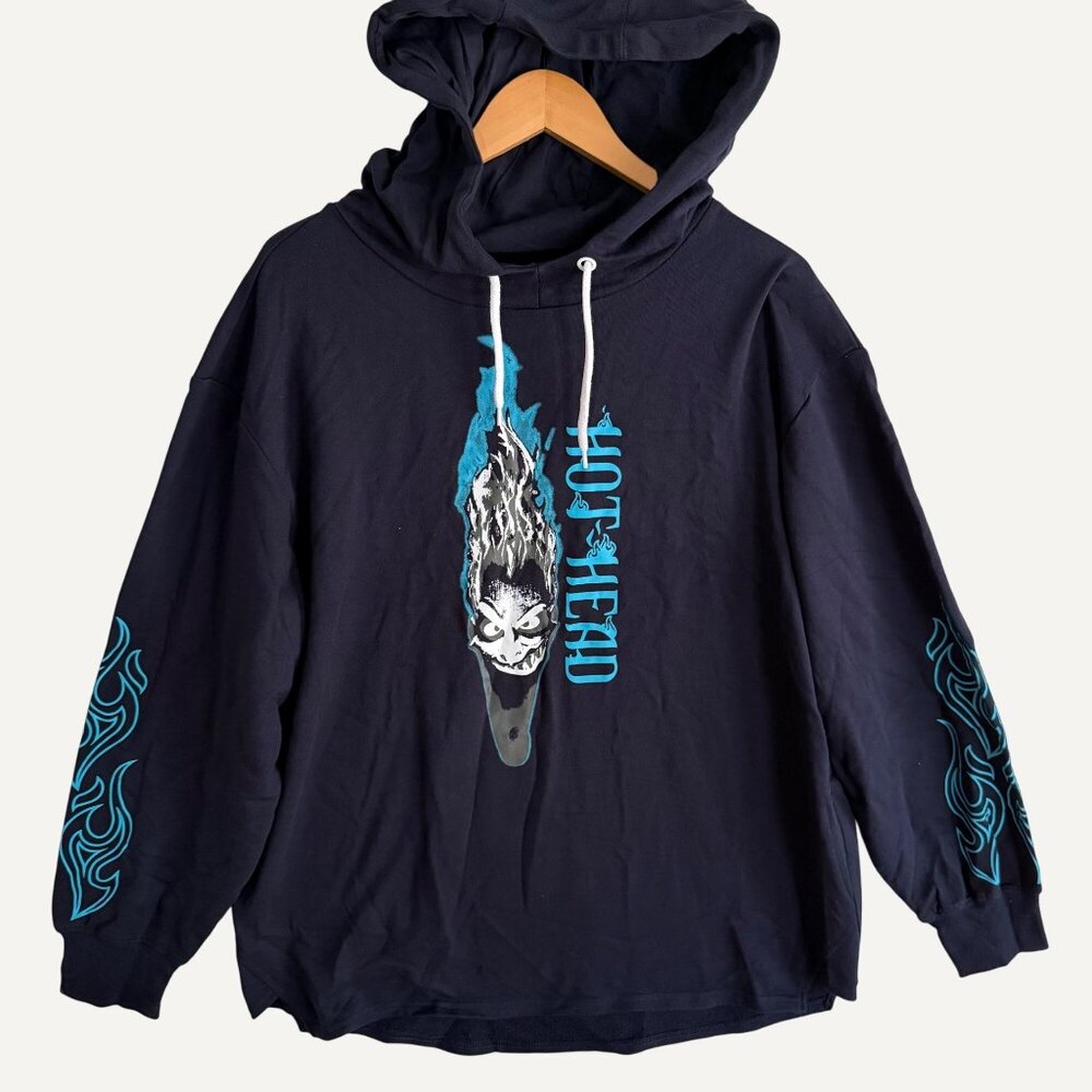 NEW NWT Disney Hoodie Adult Large L Blue Hercules‎ Hades Hot Head Pullover Parks - Picture 4 of 6